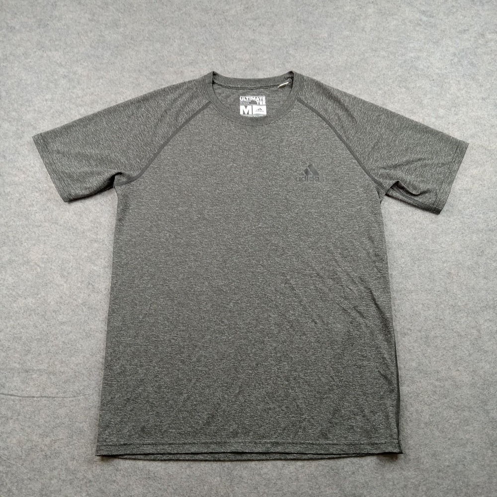 Adidas Shirt Mens Medium Gray Ultimate Tee Climalite Short Sleeve Athletic Top